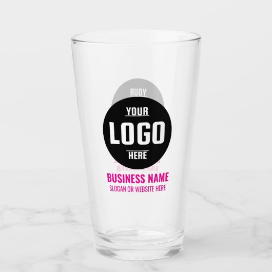 Verre Custom Logo & Text 16oz Pink Personalized Beer (Devant)