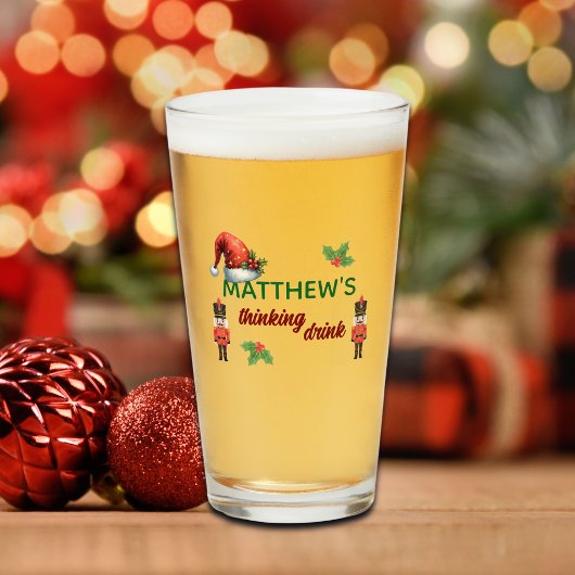Verre Custom Name Funny Thinking Drink Christmas Hat