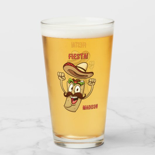 Verre Custom Name & Text Mexican Fiesta (Dos (rempli))