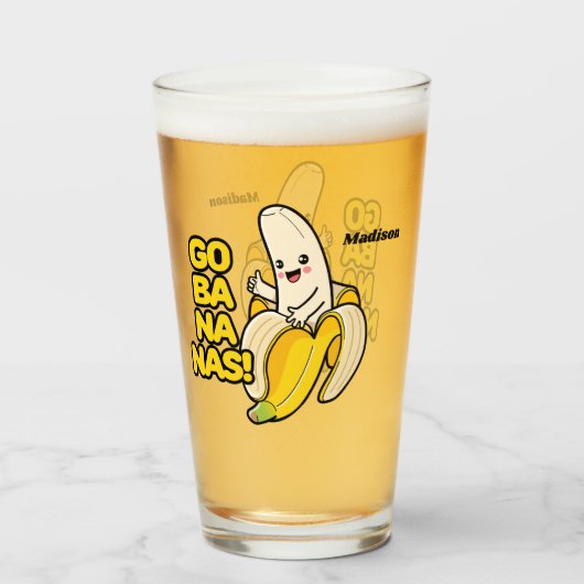 Verre Cute bananes nom personnalisé (Dos (rempli))
