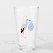 Verre Cute Blue Baby Boy Stork (Dos)
