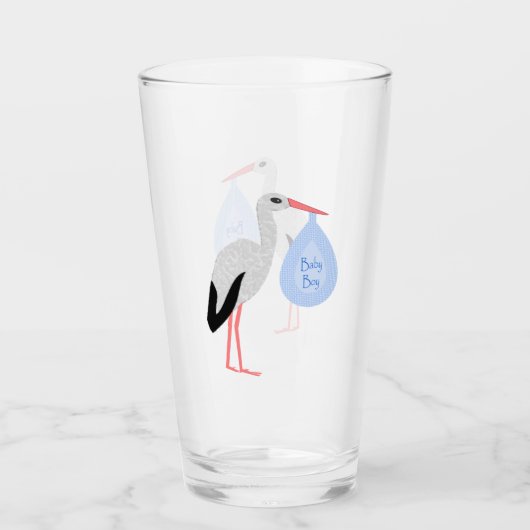 Verre Cute Blue Baby Boy Stork (Devant)