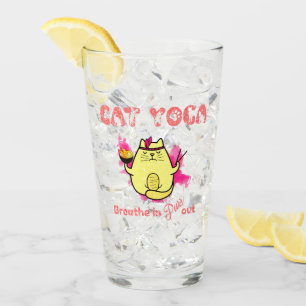 Verre Cute Cat Yoga - "Respirer, Purr Out"