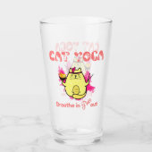 Verre Cute Cat Yoga - "Respirer, Purr Out" (Devant)