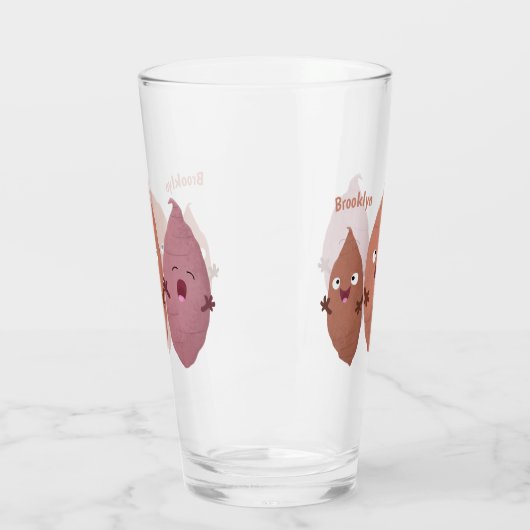 Verre Cute chantant des patates douces caricaturales lég (Gauche)
