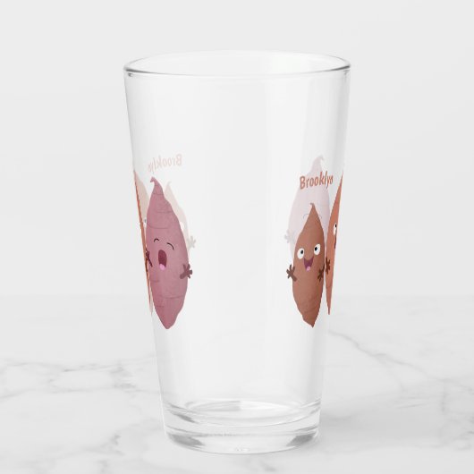 Verre Cute chantant des patates douces caricaturales lég (Droite)