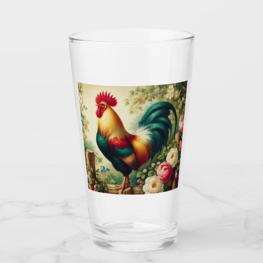 Verre Cute coq rustique/vintage (Devant)
