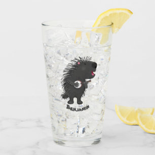 Verre Cute drôle porc-épic avec dessin animé de banjo