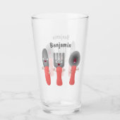 Verre Cute fourche couteau et cuillère dessin de couvert (Devant)