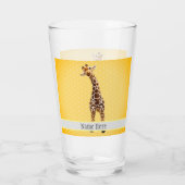 Verre Cute Giraffe Safari Animal Jungle Nom Jaune Enfant (Dos)