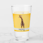 Verre Cute Giraffe Safari Animal Jungle Nom Jaune Enfant (Devant)