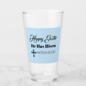 Verre Cute Happy Easter He Has Risen Bible Verse Blue (Devant)