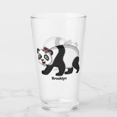 Verre Cute happy panda bear with flower cartoon (Devant)