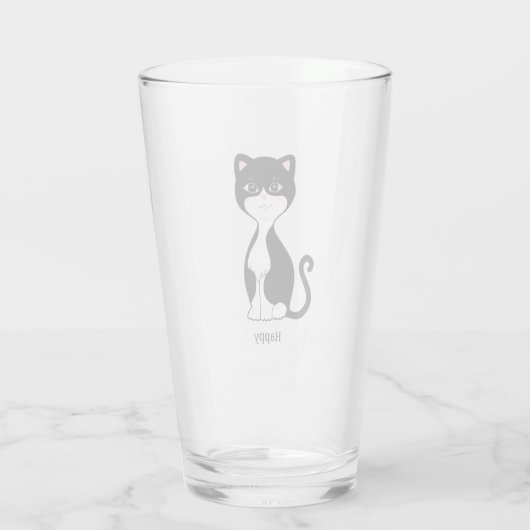 Verre Cute Happy Tuxedo Chat (Dos)