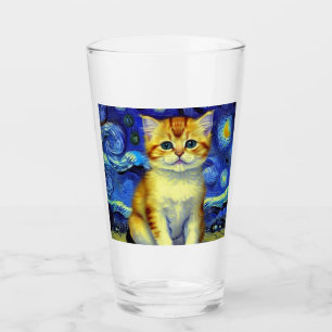 Verre Cute Kitten Starry Night Van Gogh
