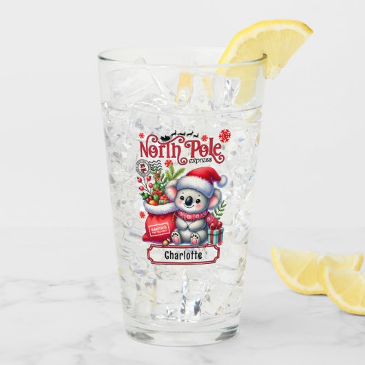 Verre Cute Koala Chirstmas Nom personnalisé (Dos glace)