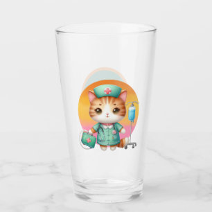Verre Cute Nurse chat ajouter monogramme
