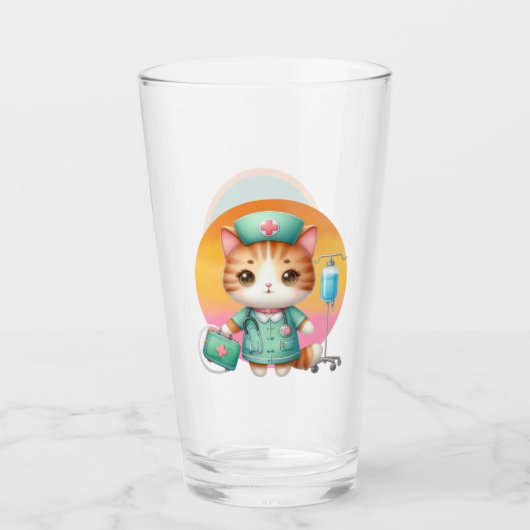 Verre Cute Nurse chat ajouter monogramme (Devant)