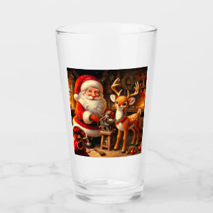Verre Cute Père Noël et Reindeer