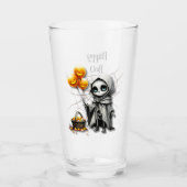 Verre Cute Skeleton Girl with Pumpkin Balloons  (Devant)