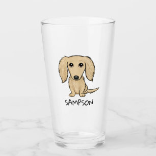 Verre Dachshund à crème à poils longs   Chien mignon per