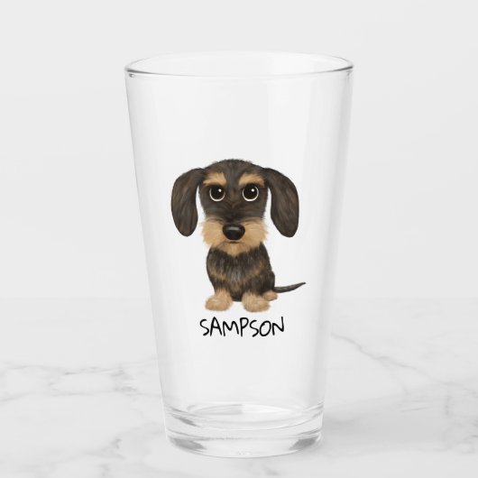 Verre Dachshund À poils durs| Teckel de chien en caricat (Devant)