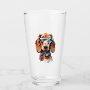 Verre Dachshund avec lunettes de soleil