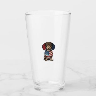 Verre Dachshund patriotique gravure vintage vecteur conc