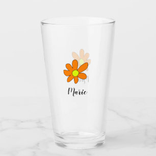 Verre Daisy abstrait jaune orange ajouter un nom de text
