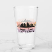 Verre Dallas TX Skyline Latitude et Longitude (Dos)