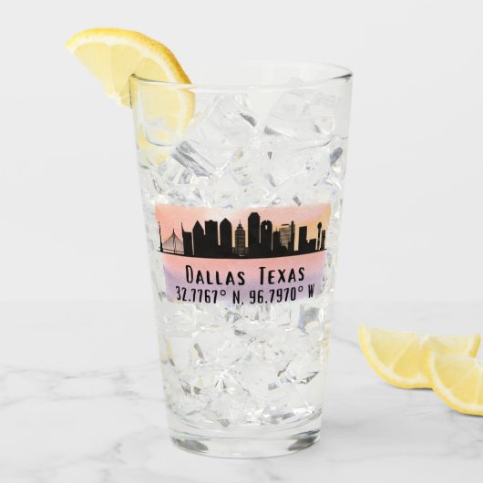 Verre Dallas TX Skyline Latitude et Longitude (Devant glace)