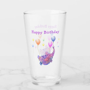 Verre d'anniversaire drôle d'éléphant volant