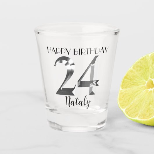 Verre de 24e anniversaire en argent métallique (Devant)