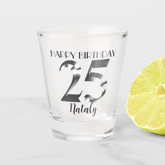Verre de 25e anniversaire en argent métallique (Devant)