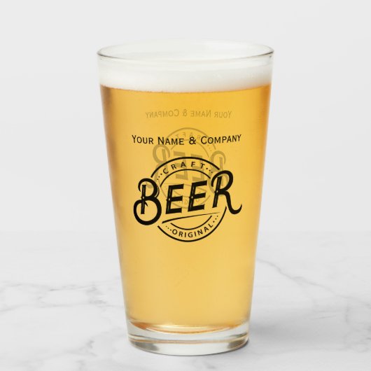 Verre de bière à logo manuscrit personnalisé (Dos (rempli))