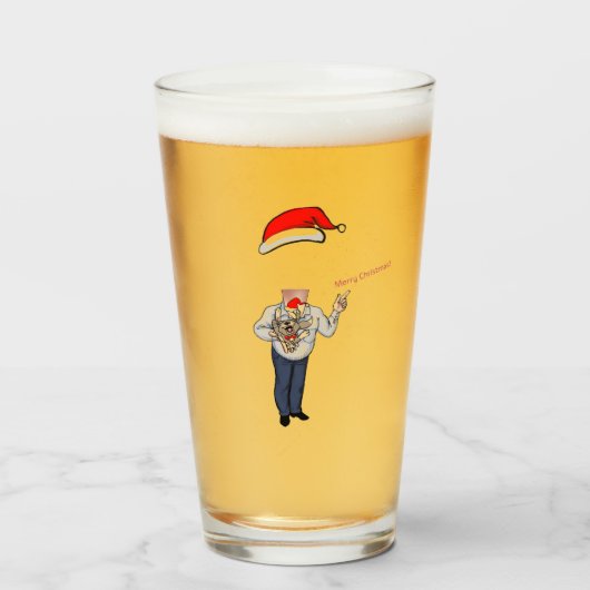 Verre de bière de Noël Ajoutez votre visage! (Devant (rempli))
