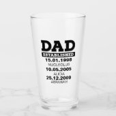 Verre de bière pour papa avec des noms d'enfants (Devant)