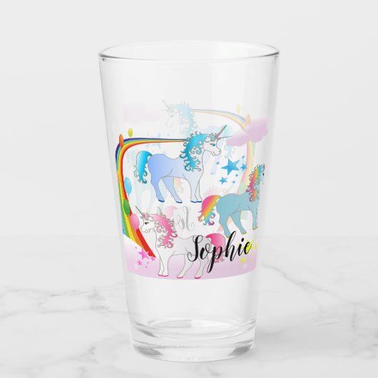 Verre De Boisson Personnalisé Unicorne Et Arc-En-C (Dos)