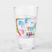 Verre De Boisson Personnalisé Unicorne Et Arc-En-C (Devant)