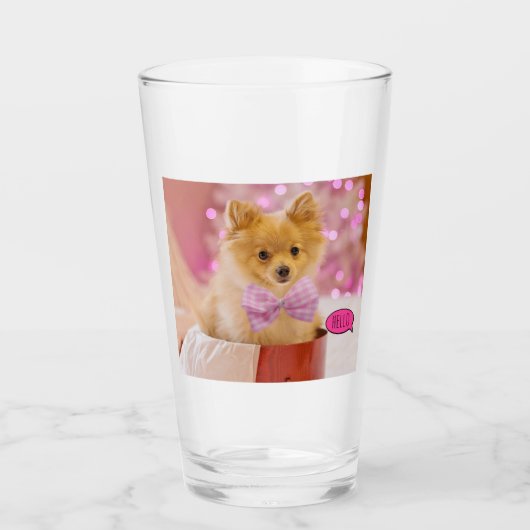 Verre de chiot Pomeranian mignon (Devant)