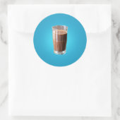 Verre de lait de chocolat Sticker rond classique (Sac)