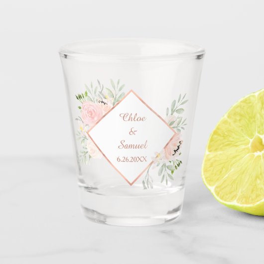 Verre de Mariage de cadre Floral Rose (Devant)