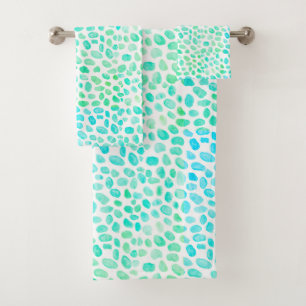 Verre de mer Turquoise Plage Motif Ensemble de ser