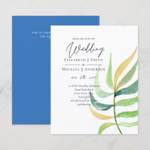 Verre de mer Vert Bleu Mariage de feuille tropical