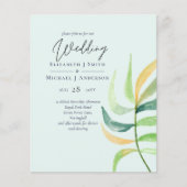 Verre de mer Vert Bleu Mariage de feuille tropical (Devant)