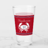 Verre de navigation Crab Rouge Blanc Monogrammé (Devant)