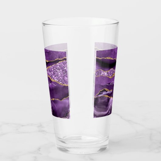 Verre de Parties scintillant en or violet avec nom (Droite)
