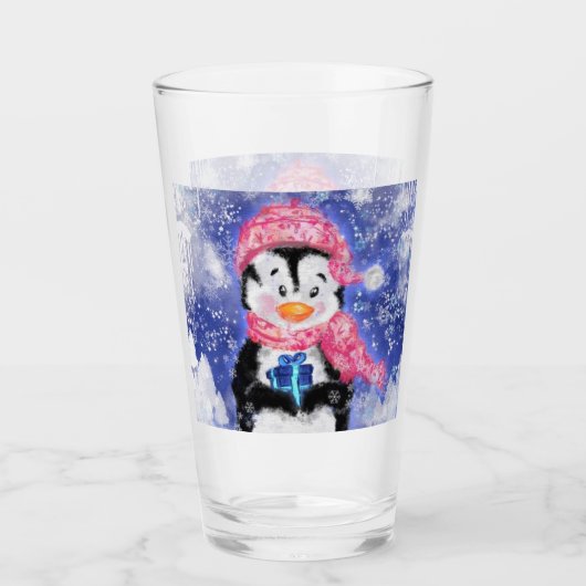 Verre de pingouin de Noël mignon (Devant)