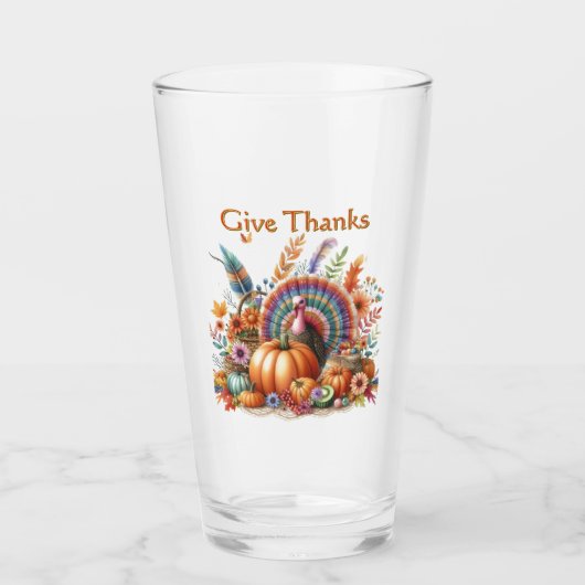 Verre de pint de dinde boho de l'Action de grâce (Devant)