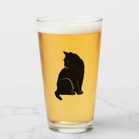 Verre de pinte de chat noir (Devant (rempli))